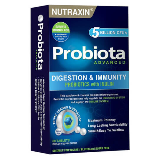 Nutraxin Probiota Advanced 60 tablet probiyotik, inulin 40 mg, 4 canlı kültür L.acidophilus L.rhamnosus B.bifidum B.longum- 1