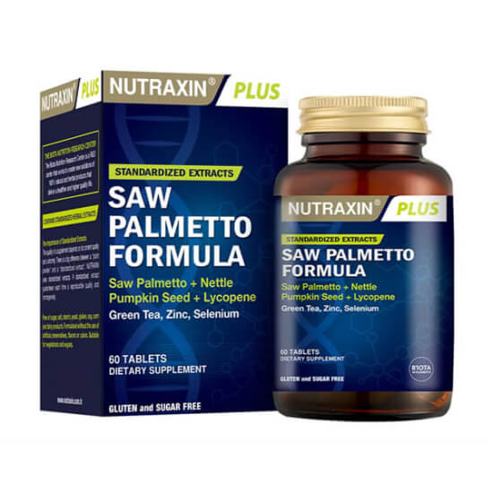 Nutraxin Saw Palmetto Formula 60 tablet, 2 tablette 320 mg saw palmetto ekstresi ve 10 mg çinko içeren takviye- 1
