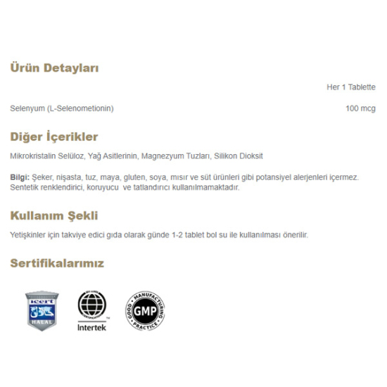 Nutraxin Selenium 100 Tablet Selenyum Takviyesi - 2