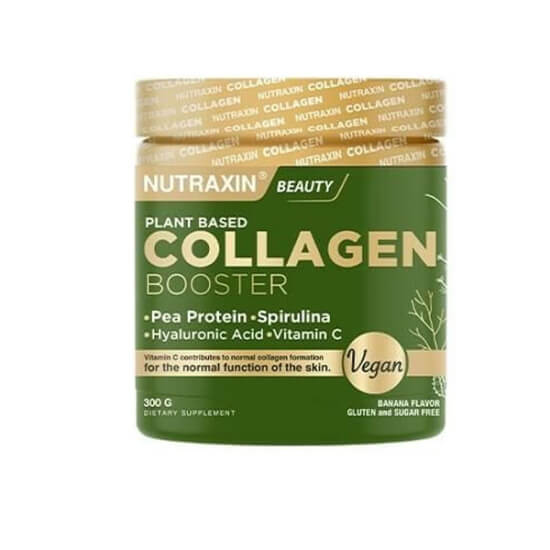 Nutraxin Vegan Collagen Booster 300 gr toz, bezelye proteini, 12 mg hyaluronik asit, C vitamini, çinko içerir- 1