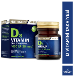 Nutraxin - Nutraxin Vitamin D3 120 Tablet D Vitamini Takviyesi Nutraxin - Nutraxin Vitamin D3 120 Tablet D Vitamini Takviyesi