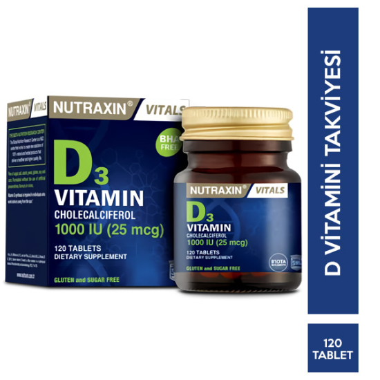 Nutraxin Vitamin D3 120 Tablet D Vitamini Takviyesi - 1