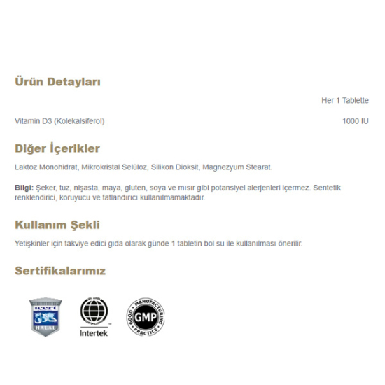 Nutraxin Vitamin D3 120 Tablet D Vitamini Takviyesi - 2