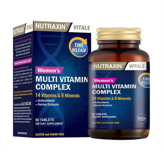 Nutraxin Womens Multi Vitamin Complex 60 tablet kadın multivitamin mineral takviyesi 14 vitamin 8 mineral hayıt ginseng- 1