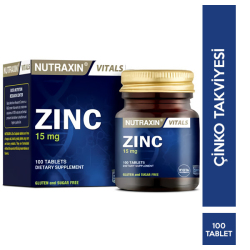 Nutraxin - Nutraxin Zinc Sulphate 15 mg 100 Tablet Çinko Takviyesi Nutraxin - Nutraxin Zinc Sulphate 15 mg 100 Tablet Çinko Takviyesi