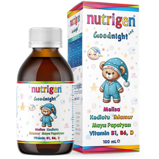 Nutrigen Goodnight 100 ml bitkisel takviye şurup melisa mayıs papatyası kediotu ıhlamur ekstraktı B1 B6 D3- 1