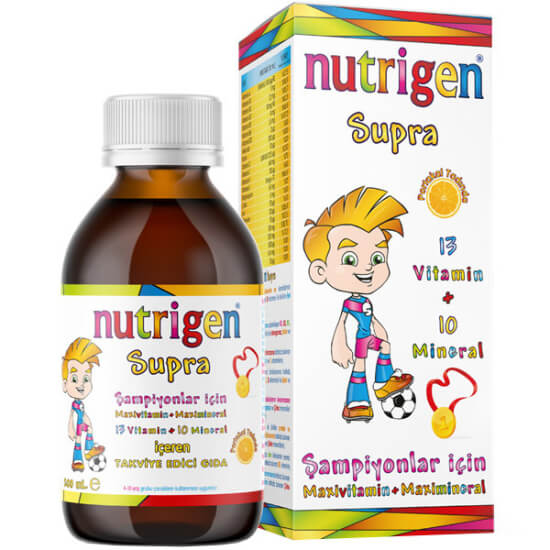 Nutrigen Supra Şurup 200 ml multivitamin şurup, B kompleks, D ve K vitaminleri, magnezyum ve çinko içeren gıda takviyesi- 1