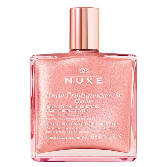 Nuxe Huile Prodigieuse Or pembe parıltılı çiçeksi çok amaçlı kuru yağ 50 ml saç ve cilt bakım yağı- 1
