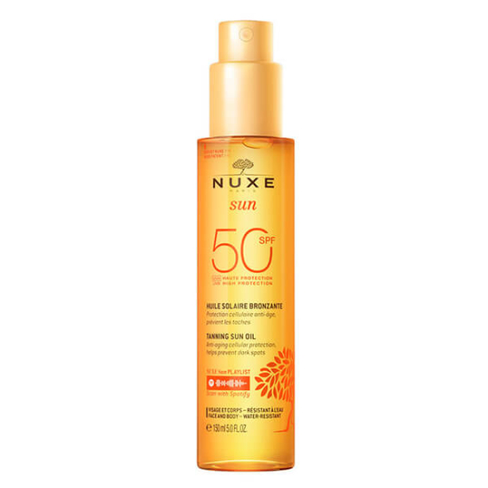 Nuxe Huile Solaire bronzlaştırıcı yüz ve vücut yağı SPF50 150 ml güneş koruyucu bronzlaştırıcı bakım yağı şişe- 1