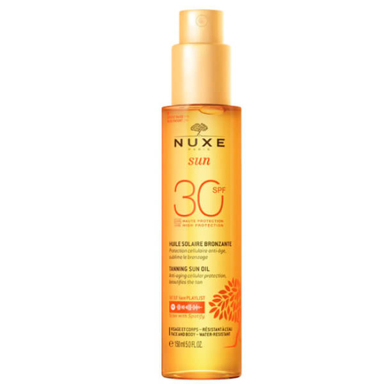 Nuxe Huile Solaire SPF 30 150 ml bronzlaştırıcı yüz vücut yağı su ve güneş çiçekleri, alkol içermez, hafif doku- 1