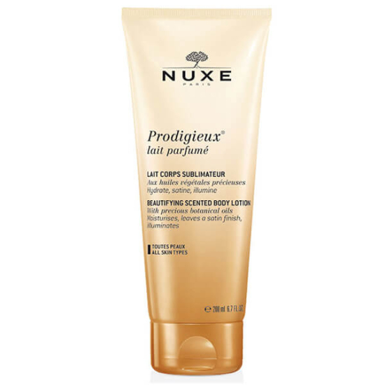 Nuxe Prodigieux Lait Parfume vücut sütü 200 ml, %91,7 doğal içerikli parfümlü nemlendirici losyon, bitkisel yağlar- 1