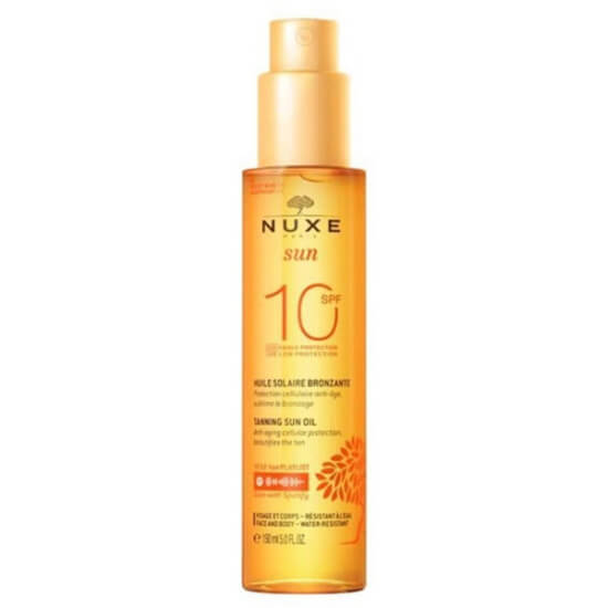 Nuxe Sun Huile Bronzante SPF 10 150 ml bronzlaştırıcı yüz ve vücut yağı, alkol içermez, yağlı his bırakmaz- 1