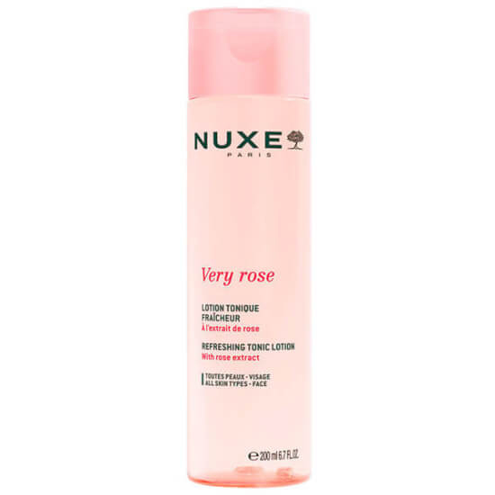 Nuxe Very Rose tazeleyici tonik losyon 200 ml gül suyu içeren cilt temizleyici toner şişesi, hassas ciltlere uygun- 1