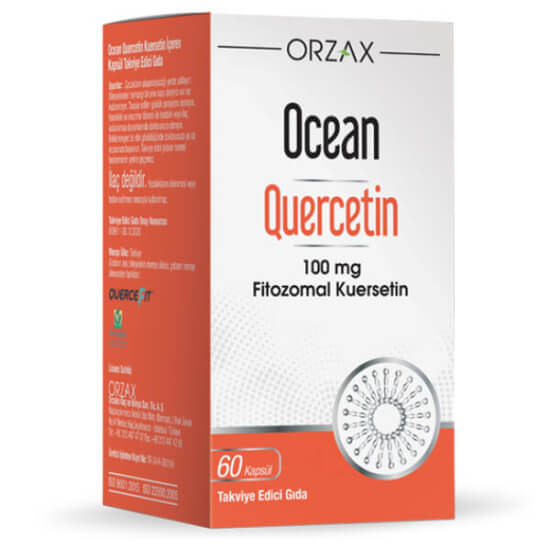 Orzax Ocean Lipozomal Quercetin 100 mg 60 kapsül vegan bitkisel Vcaps Quercefit Phytosome kuersetin takviye- 1