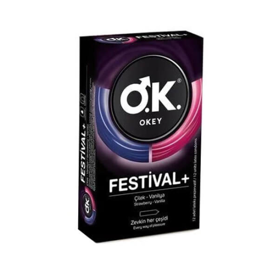  Okey Festival Çilek Ahudu Yaban Mersini Prezervatif 12 li - 1