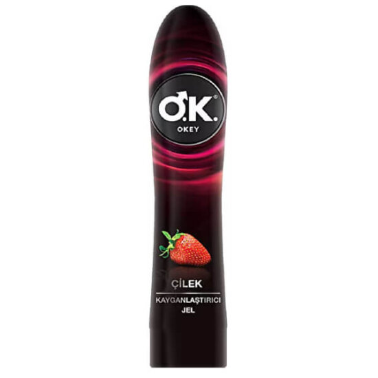 Okey kayganlaştırıcı jel çilek aromalı 100 ml su bazlı kayganlaştırıcı jel şişesi ürün görseli- 1