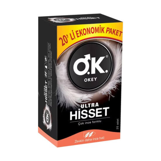 Okey Prezervatif Ultra Hisset 20li ekonomik paket ince yapılı yüksek his kondom prezervatif 20 adet kutu- 1