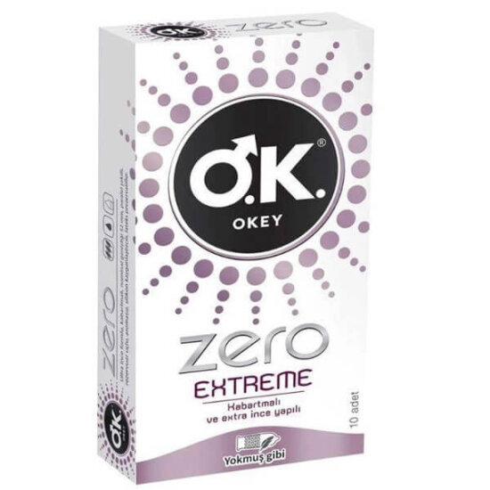 Okey Zero Extreme prezervatif 10 adet kutu ince ultra ince kondom daha fazla his pürüzsüz şeffaf ambalaj- 1