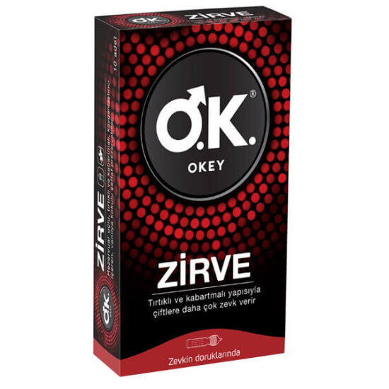 Okey Prezervatif Zirve 10 adet nane kokulu prezervatif, rezervuar uçlu, kayganlaştırıcılı, ultra kabartmalı, 53 mm- 1