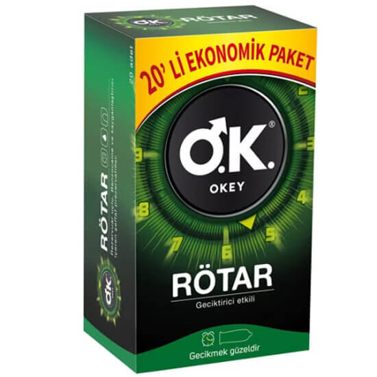 Okey Rötar geciktirici prezervatif 20’li paket kondom kutusu, pratik form, günlük kullanım için kişisel bakım ürünü- 1