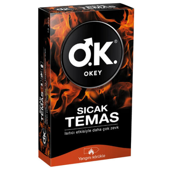 Okey Sıcak Temas prezervatif 10 adet kutu şeffaf aromasız lateks 52 mm nominal genişlik silikon kayganlaştırıcılı- 1
