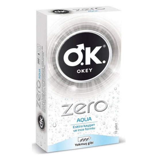 Okey Zero Aqua Ekstra Kaygan ve İnce Prezervatif 10 Adet - 1