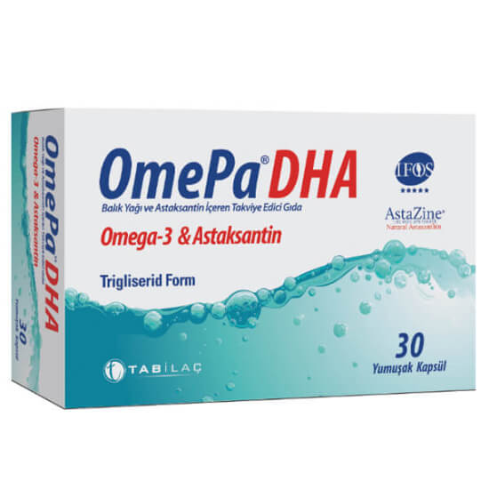 Omepa DHA 30 yumuşak kapsül 1500 mg balık yağı 1050 mg omega-3 DHA 750 mg EPA 225 mg 30 kapsül- 1