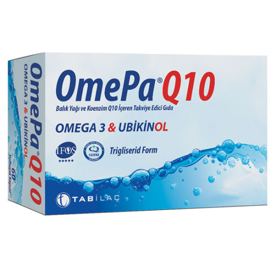 Omepa Q10 Omega 3 Ubiquinol 90 yumuşak kapsül balık yağı 900 mg omega 3 600 mg EPA 300 mg DHA 230 mg Kaneka ubikinol 100 mg- 1