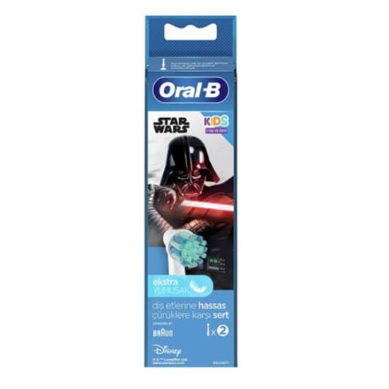Oral-B Star Wars 2li ekstra yumuşak elektrikli diş fırçası yedek başlığı, 3+ çocuk, küçük başlık, yuvarlak uç- 1