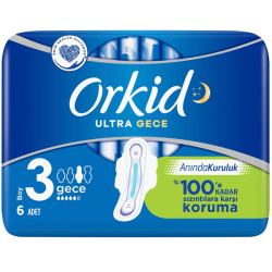 Orkid - Orkid Ultra Hijyenik Ped Gece 6 lı Orkid - Orkid Ultra Hijyenik Ped Gece 6 lı