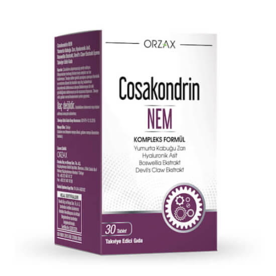 Orzax Cosakondrin NEM 30 tablet eklem desteği 500 mg yumurta kabuğu zarı 25 mg hyaluronik asit boswellia devil’s claw- 1