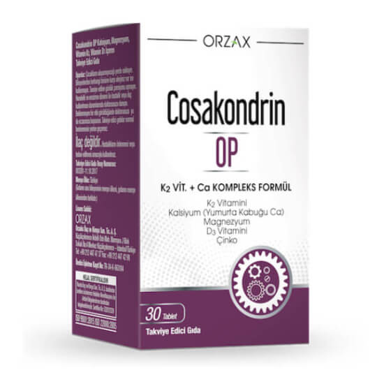 Orzax Cosakondrin OP 30 kapsül takviye kalsiyum 400 mg magnezyum 80 mg çinko 5 mg D3 10 µg K2 50 µg- 1