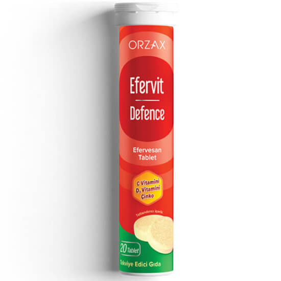 Orzax Efervit Defence 20 efervesan tablet 1000 mg C vitamini 10 mg çinko 10 µg D3 vitamin bağışıklık desteği- 1