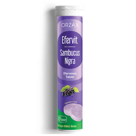 Orzax Efervit Sambucus Nigra 20 efervesan tablet, 200 mg kara mürver, 80 mg C vitamini, 10 mg çinko- 1