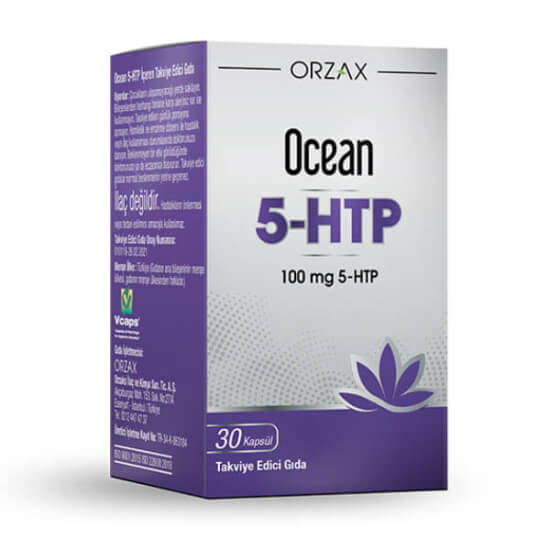 Orzax Ocean 5-HTP 100 mg 30 bitkisel kapsül Vcaps vegan Griffonia simplicifolia tohum ekstresi renklendirici koruyucu içermez- 1