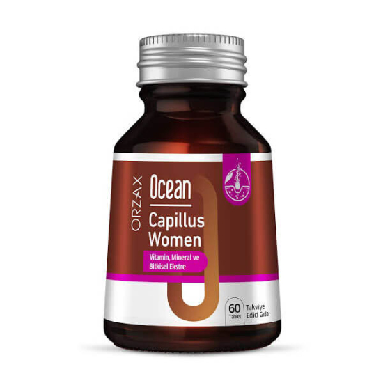 Orzax Ocean Capillus Women 60 tablet saç takviyesi kadınlara özel biotin 2500 µg çinko 10 mg B5 B6 folik asit - 1