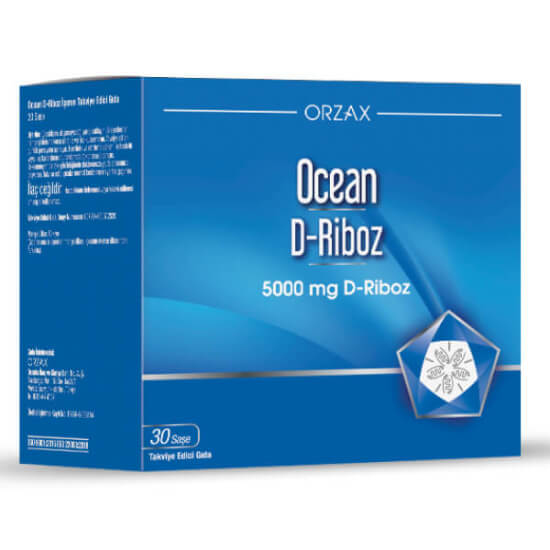 Orzax Ocean D-Riboz 5000 mg 30 saşe toz gıda takviyesi, her saşe 5000 mg D-Riboz, renklendirici koruyucu içermez- 1