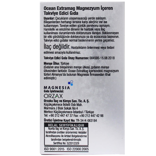 Orzax Ocean Extramag 30 Tablet Magnezyum Takviyesi