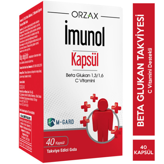 Orzax İmunol 40 Kapsül Beta Glukan ve C Vitamini Takviyesi - 1