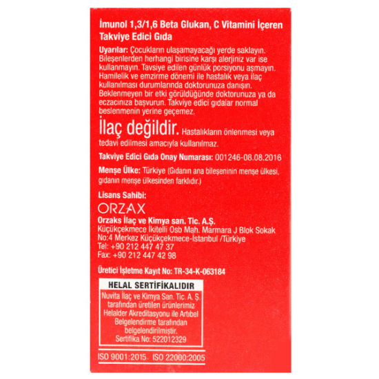Orzax İmunol 40 Kapsül Beta Glukan ve C Vitamini Takviyesi - 2