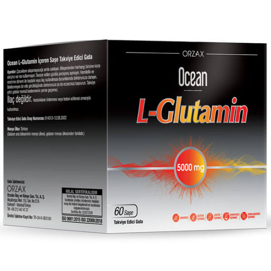 Orzax Ocean L-Glutamin 5000 mg toz takviye 60 saşe L-Glutamin amino asit desteği şeker ve glutatyon içermez- 1