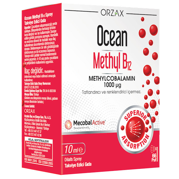 Orzax Ocean Methyl B12 10 ml Methylcobalamin Takviyesi