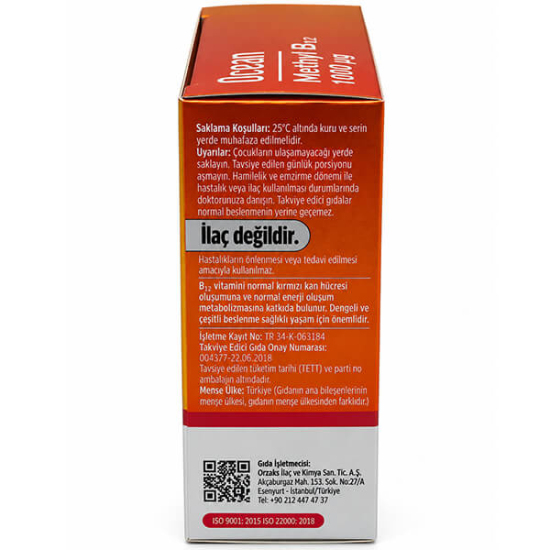 Orzax Ocean Methyl B12 1000 mcg sprey 10 ml, aktif B12 metilkobalamin Mecobalactive patentli form, dilaltı - 2