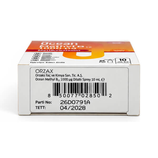 Orzax Ocean Methyl B12 1000 mcg sprey 10 ml, aktif B12 metilkobalamin Mecobalactive patentli form, dilaltı - 4