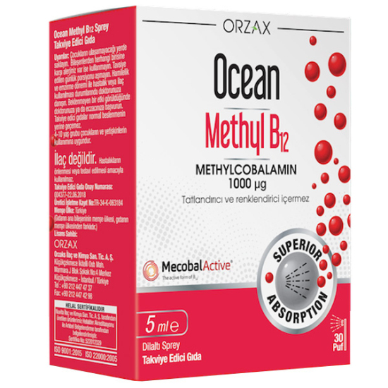 Orzax Ocean Methyl B12 1000 MCG Sprey 5 ML B12 Takviyesi - 1