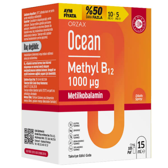  Orzax Ocean Methyl B12 1000 ug Sprey 10ml + 5ml - 1