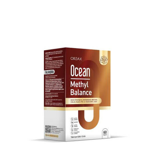 Orzax Ocean Methyl Balance 60 kapsül; 500 mg betain, 1000 µg B12 metilkobalamin, folat 400 µg, B2 B6 çinko - 1