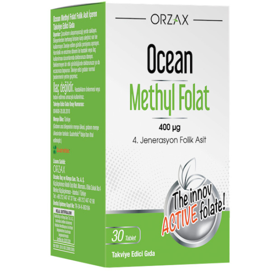 Orzax Ocean Methyl Folat Folik Asit 30 Tablet Gıda Takviyesi - 1