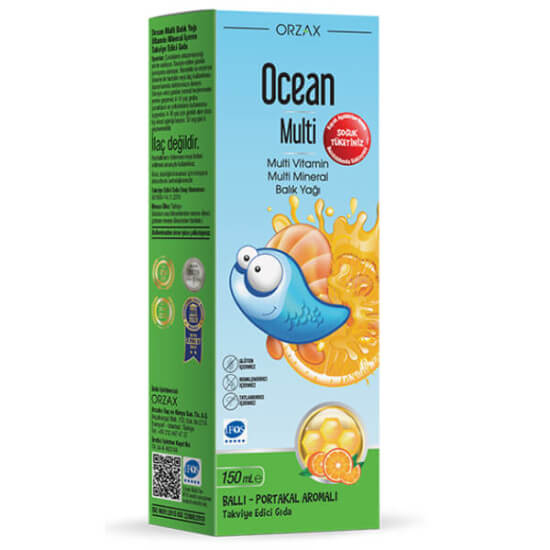 Orzax Ocean Multi Şurup 150 ml çocuklar için multivitamin şurup 500 mg balık yağı omega 3 160 mg D3 10 µg- 1