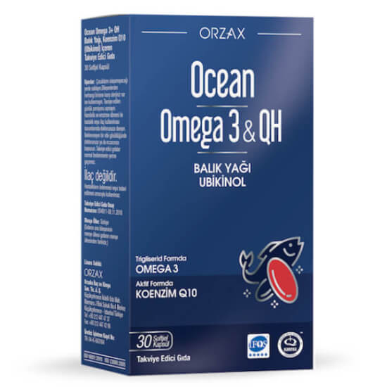 Orzax Ocean Omega 3 QH 30 yumuşak kapsül balık yağı 640 mg omega 3 EPA 324 DHA 234 Koenzim Q10 100 mg- 1